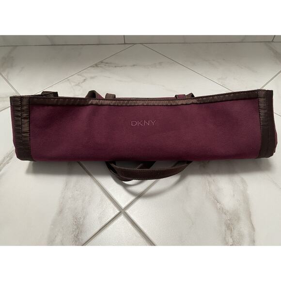 Vintage DKNY Tote Bag Velour Velvet Burgundy Reversible - Picture 9 of 14